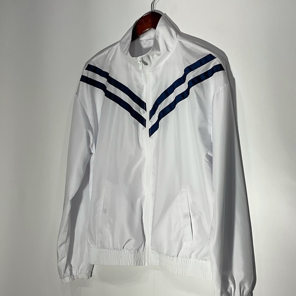 ZYIA Jackets & Blazers - Zyia Jacket, Zip-Up, White Navy, Windbreaker, Pockets, Size Large